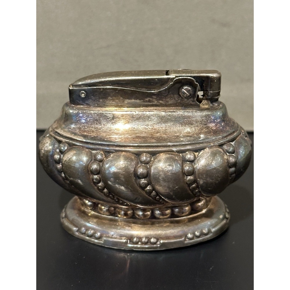 Antique Vintage 1950s Ronson Crown Silver Plated Table Lighter  Does Not‎ Work